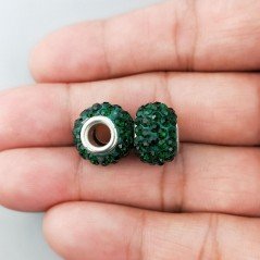 Perlina foro largo pietre verdi 13.5x8.5mm 1pz