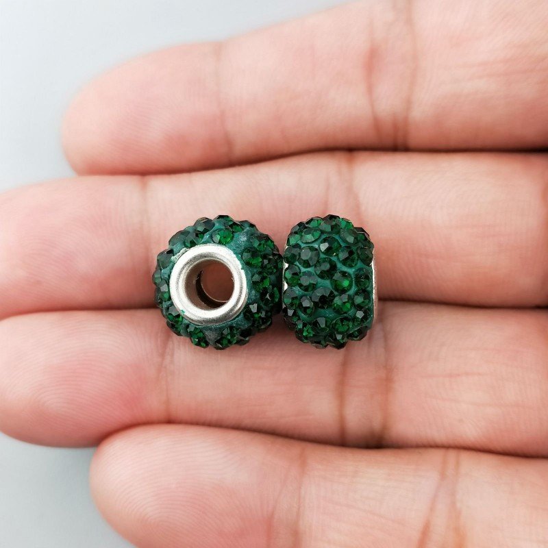 Perlina foro largo pietre verdi 13.5x8.5mm 1pz