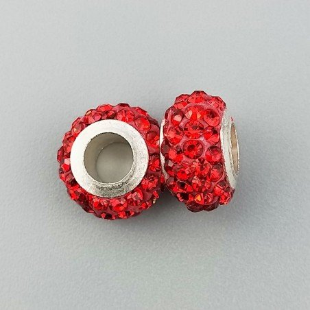 Perlina foro largo pietre rosse 13.5x8.5mm 1pz