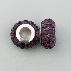 Perlina foro largo pietre viola scure 13.5x8.5mm 1pz