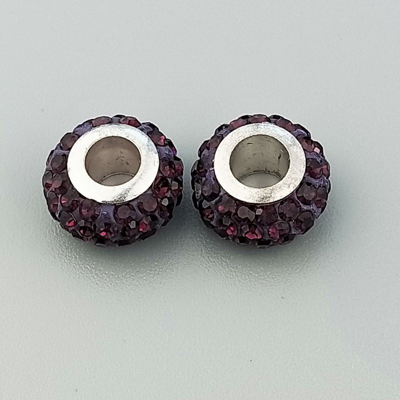 Perlina foro largo pietre viola scure 13.5x8.5mm 1pz