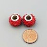 Perlina foro largo grandi pietre rosse 13.5x8.5mm 1pz
