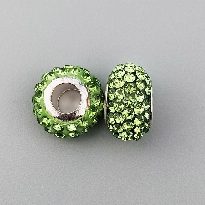 Perlina foro largo cristallo verde oliva 13.5x8.5mm1pz