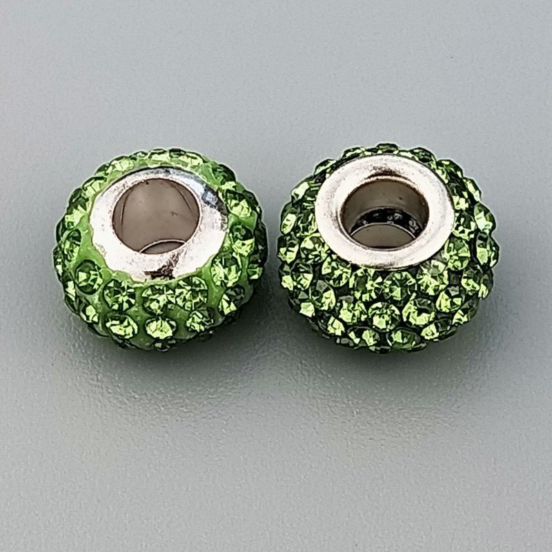 Perlina foro largo cristallo verde oliva 13.5x8.5mm1pz