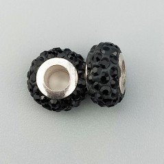 Perlina foro largo pietre nere 13.5x8.5mm 1pz