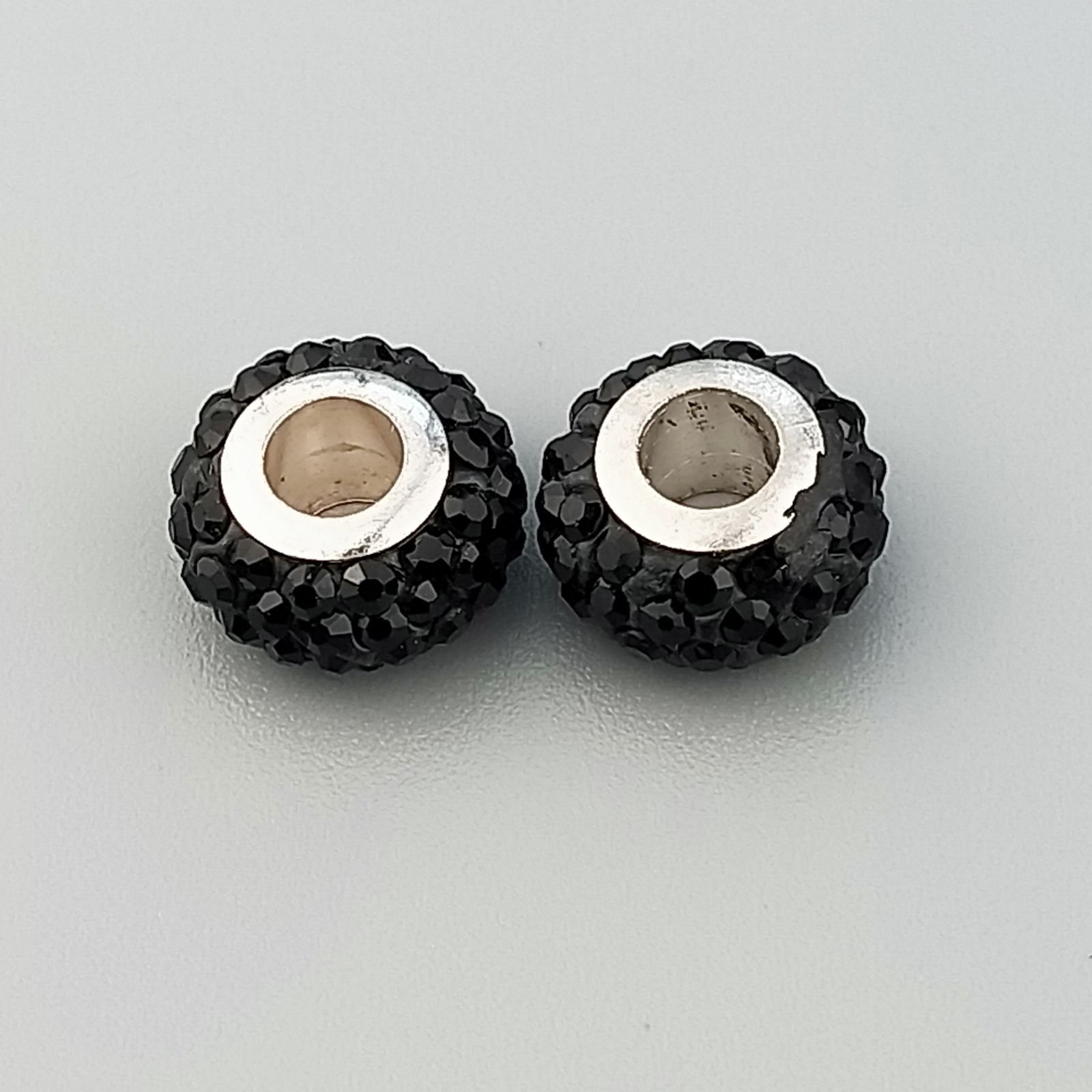 Perlina foro largo pietre nere 13.5x8.5mm 1pz
