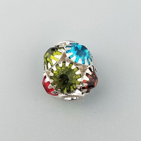 Perlina foro largo pietre multicolori 16x15mm 1pz