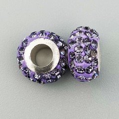 Perlina foro largo pietre viola chiaro 13.5x8.5mm 1pz