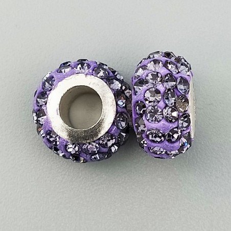 Perlina foro largo pietre viola chiaro 13.5x8.5mm 1pz