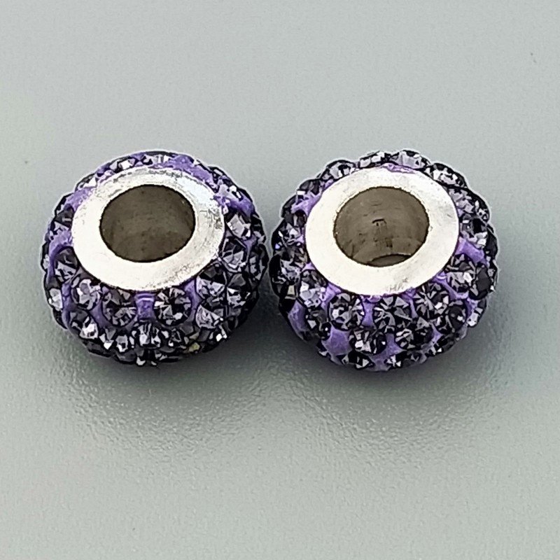 Perlina foro largo pietre viola chiaro 13.5x8.5mm 1pz