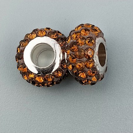 Perlina foro largo pietre gialle 13.5x8.5mm 1pz