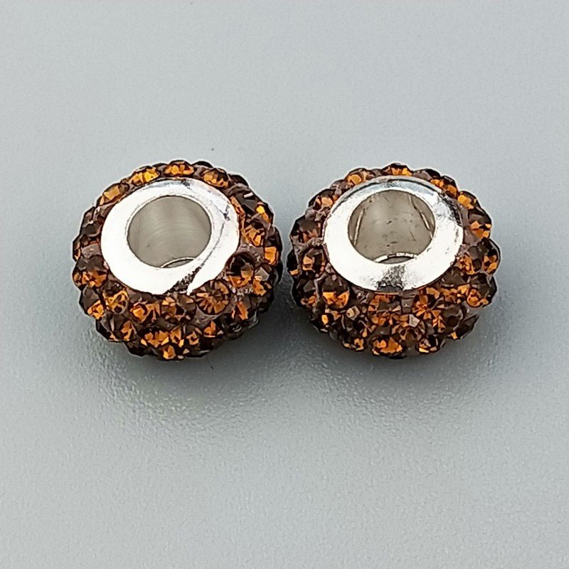 Perlina foro largo pietre gialle 13.5x8.5mm 1pz