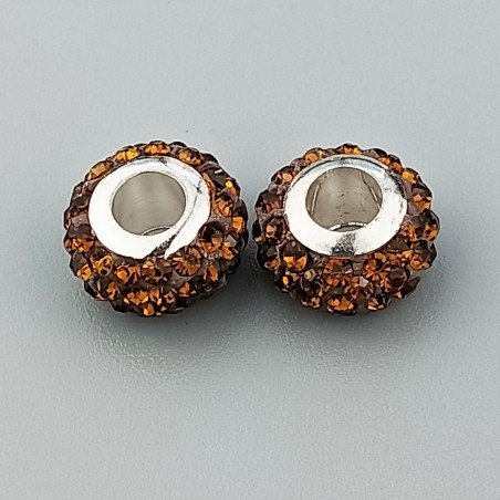 Perlina foro largo pietre gialle 13.5x8.5mm 1pz