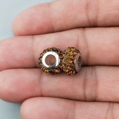 Perlina foro largo pietre gialle 13.5x8.5mm 1pz