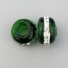 Perlina foro largo verde con cinturino in pietra bianca 13.5x8.5mm 1pz