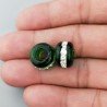 Perlina foro largo verde con cinturino in pietra bianca 13.5x8.5mm 1pz