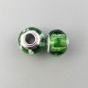 Perlina foro largo acetosella trasparente con stampa bianca e verde 13.5x8.5mm 1pz