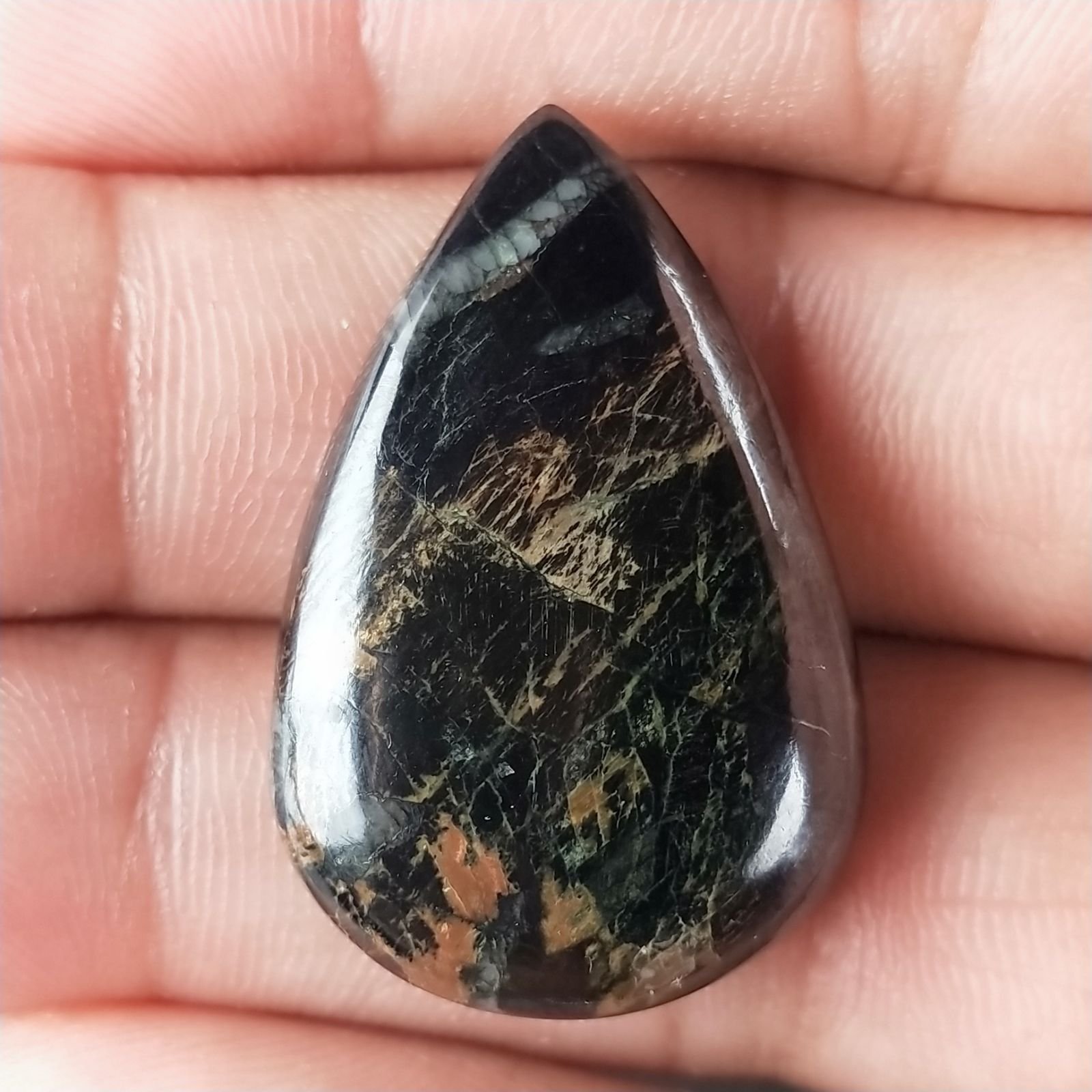 Purpurite Forma Gocce Piatto Cabochon Liscio Fatto a Mano 33X21X7mm 9,05gm 1pz