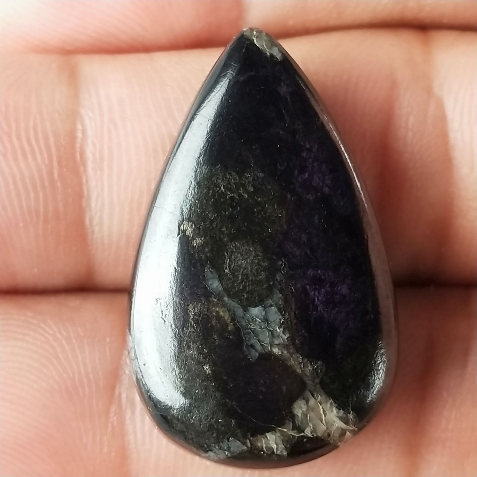 Purpurite Forma Gocce Piatto Cabochon Liscio Fatto a Mano 29X18X6mm 7,15gm 1pz