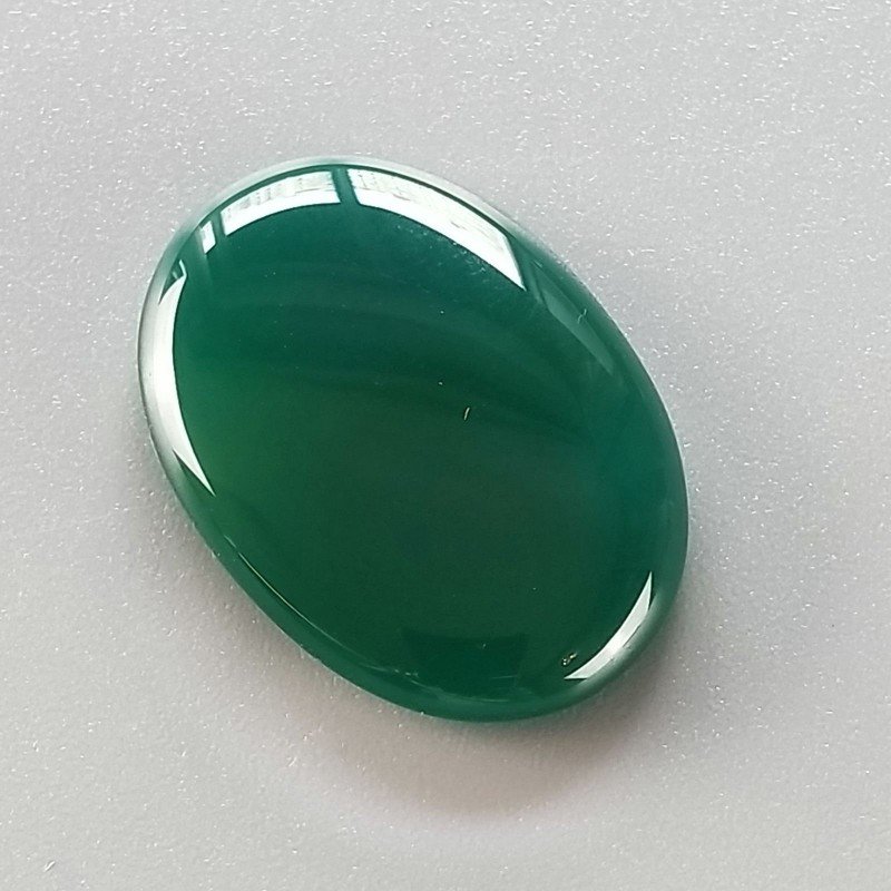 Onice Verde Forma Ovale Piatto Cabochon Liscio Fatto a Mano 29X20X5mm 5,00gm 1pz