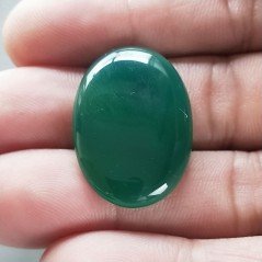 Onice Verde Forma Ovale Piatto Cabochon Liscio Fatto a Mano 29X20X5mm 5,00gm 1pz