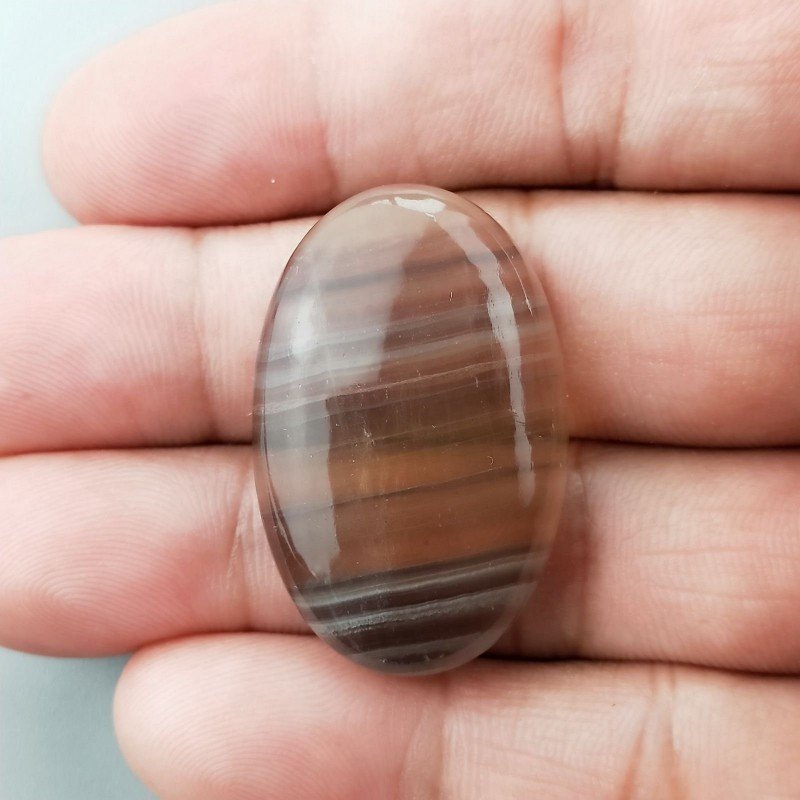 Fluorite Naturale Forma Ovale Piatto Cabochon Liscio Fatto a Mano 34X22mm 12,26gm 1pz