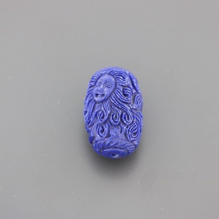 Componente Di Resina Inciso lavorato ovale 20x32mm blu 1pz
