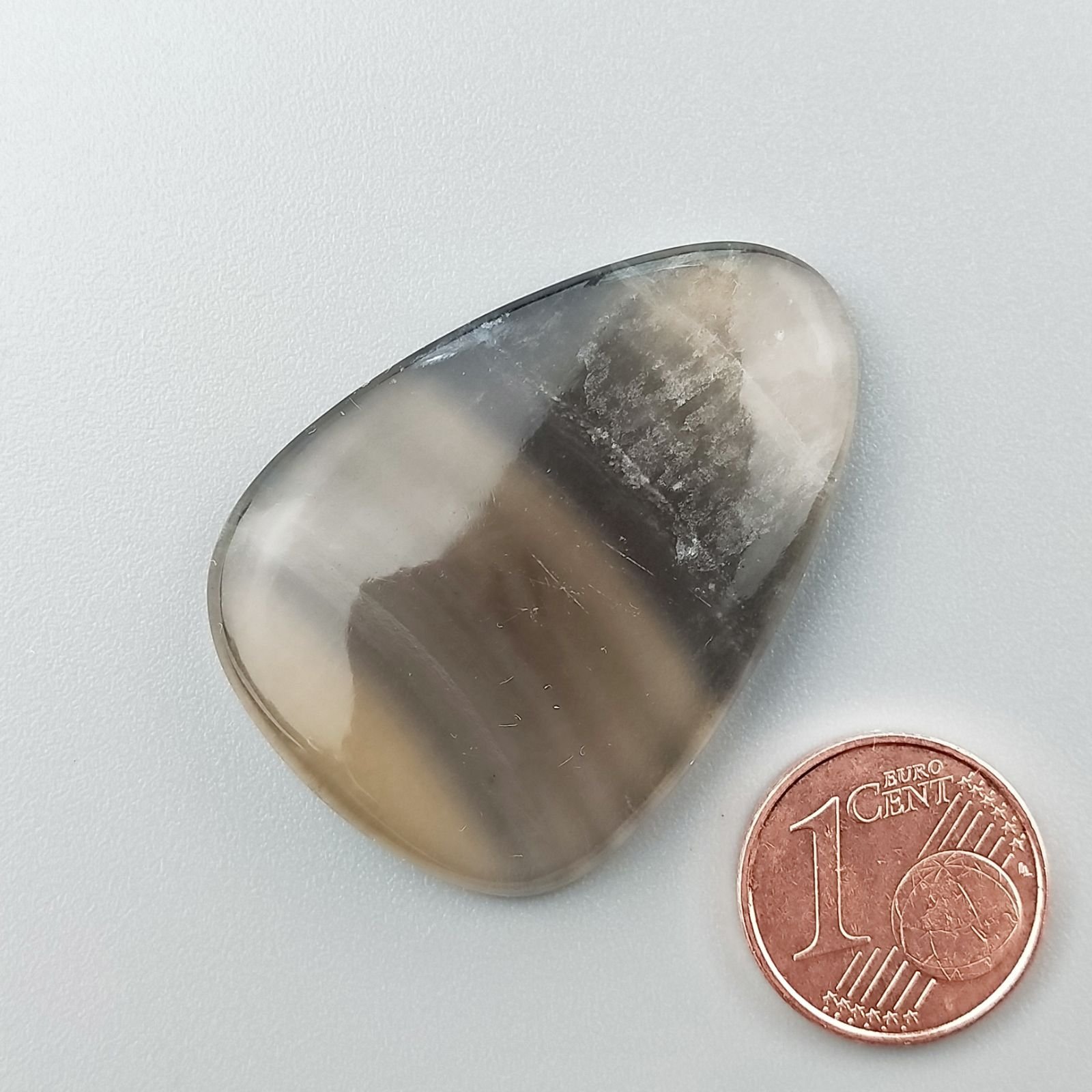 Fluorite Naturale Forma Goccia Piatto Cabochon Liscio Fatto a Mano 37X27mm 11,56gm 1pz