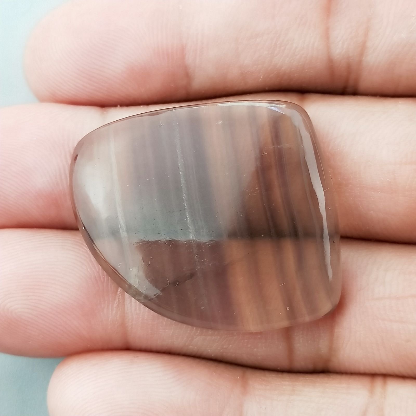 Fluorite Naturale Forma Fantasia Piatto Cabochon Liscio Fatto a Mano 37X30mm 10,53gm 1pz