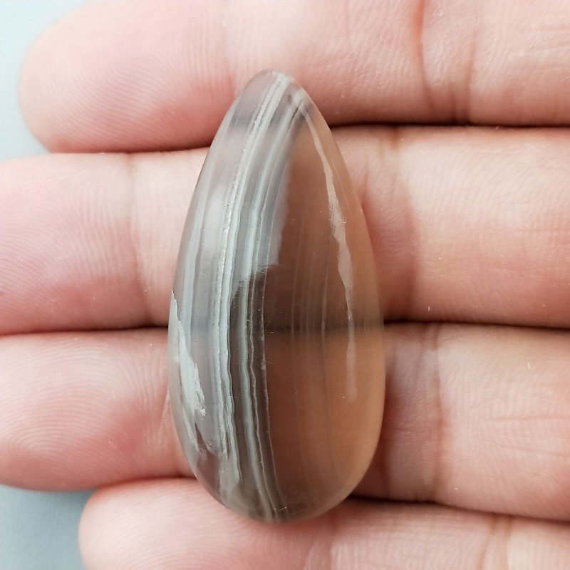 Fluorite Naturale Forma Goccia Piatto Cabochon Liscio Fatto a Mano 41X19mm 9,70gm 1pz