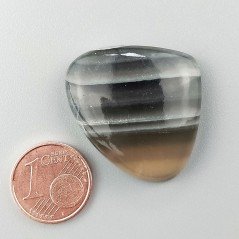 Fluorite Naturale Forma Cuore Piatto Cabochon Liscio Fatto a Mano 30X26mm 10,37gm 1pz