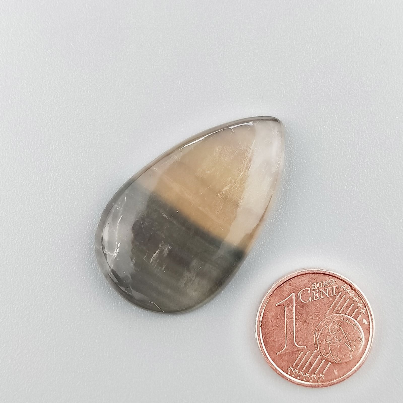 Fluorite Naturale Forma Goccia Piatto Cabochon Liscio Fatto a Mano 32X14X5mm 6,10gm 1pz