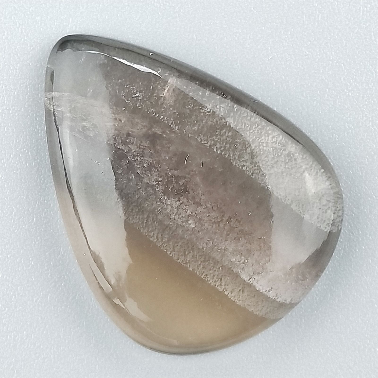 Fluorite Naturale Forma Goccia Piatto Cabochon Liscio Fatto a Mano 31X24mm 7,72gm 1pz