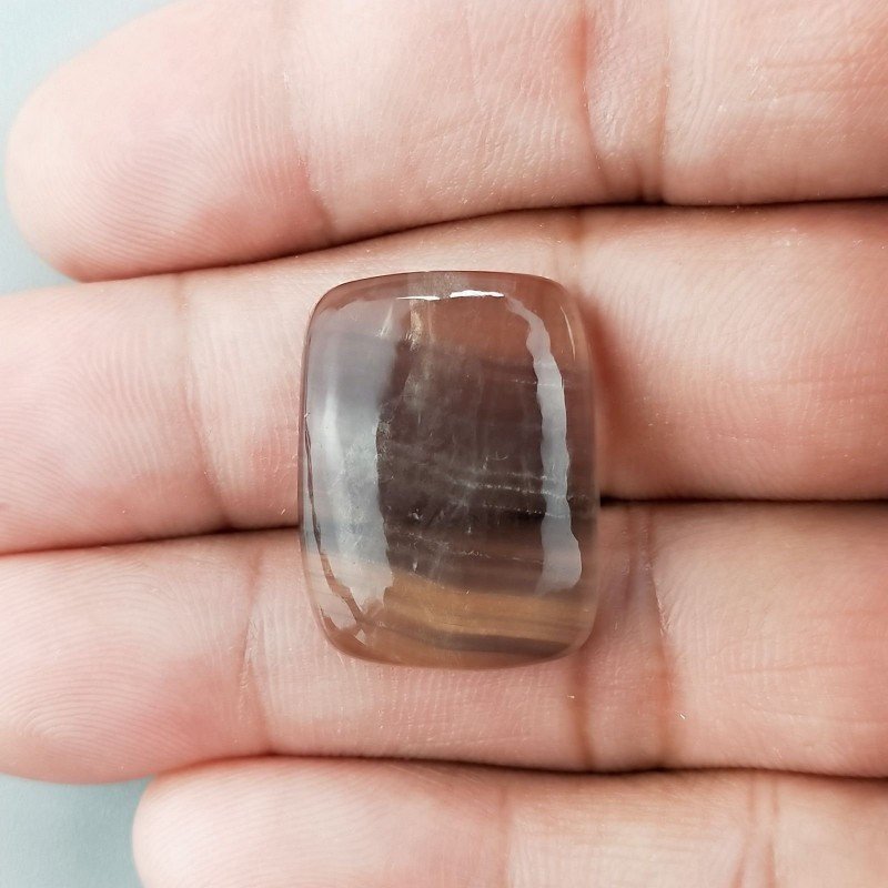 Fluorite Naturale Forma Cuscino Piatto Cabochon Liscio Fatto a Mano 24X18mm 6,18gm 1pz