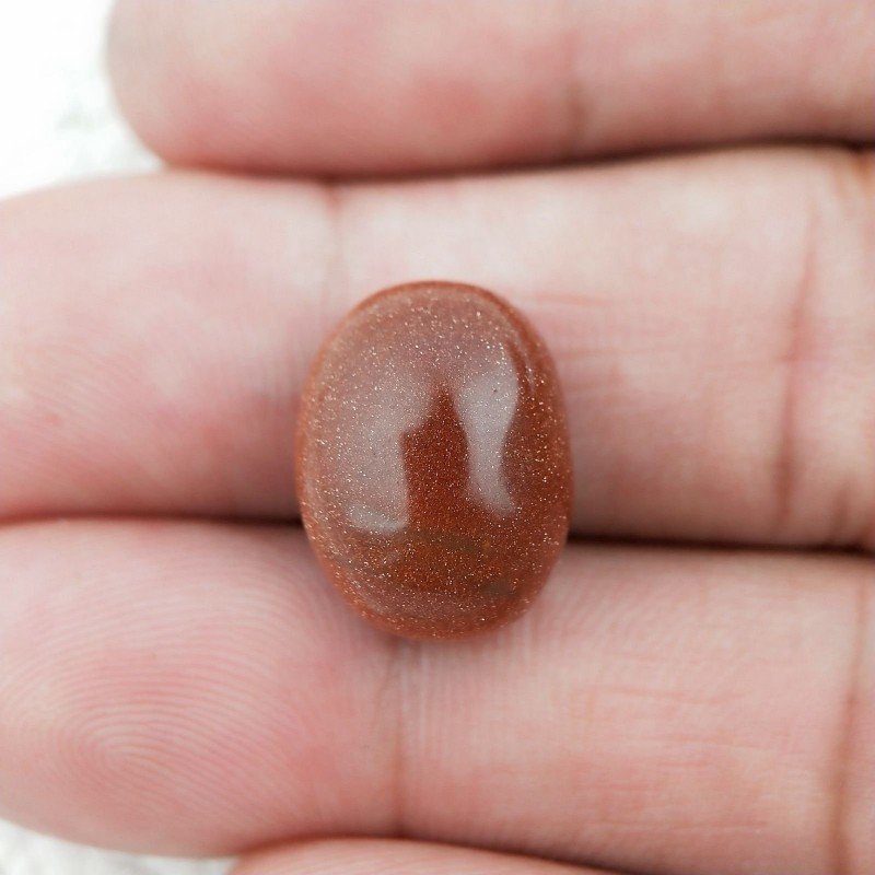 Pietra Del Sole Sintetico Forma Ovale Piatto Cabochon Liscio Fatto a Mano 16X13X7mm 12,35 Carati 1pz