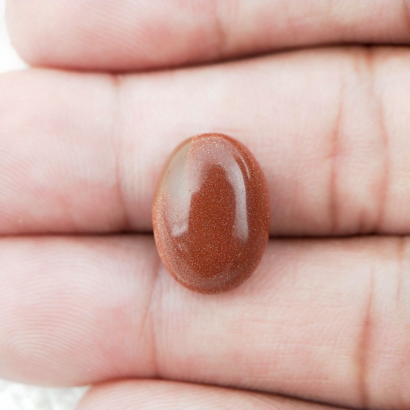 Pietra Del Sole Sintetico Forma Ovale Piatto Cabochon Liscio Fatto a Mano 15X11X5mm 8,05 Carati 1pz