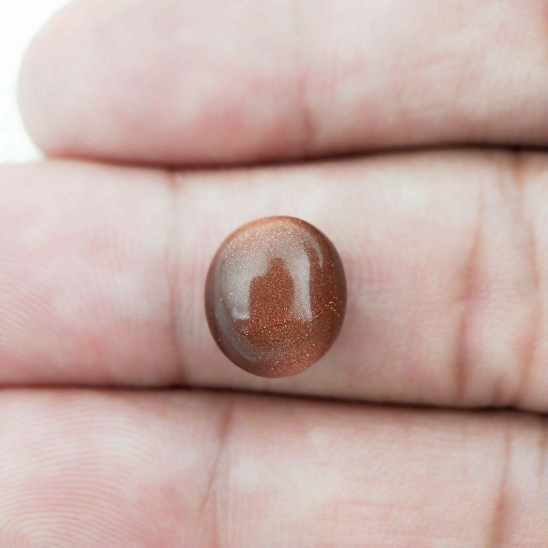 Pietra Del Sole Sintetico Forma Ovale Piatto Cabochon Liscio Fatto a Mano 11X10X5mm 5,00 Carati 1pz