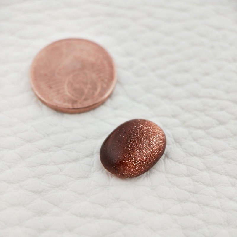 Pietra Del Sole Sintetico Forma Ovale Piatto Cabochon Liscio Fatto a Mano 12X9X3mm 3,70 Carati 1pz
