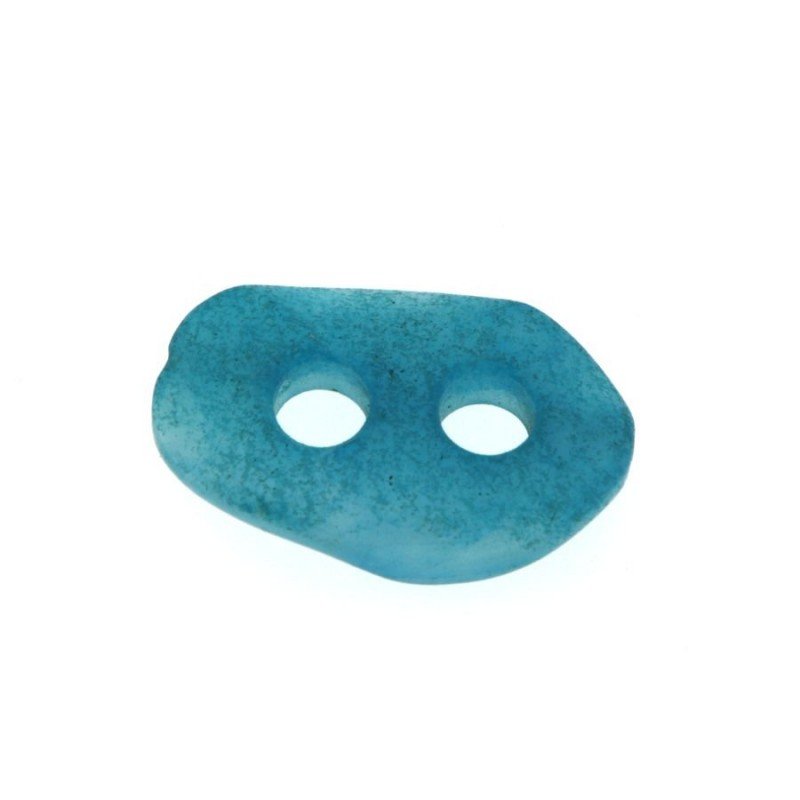 Componente giada azzurra ovale lavorato maglia 2 fori 20x30 mm