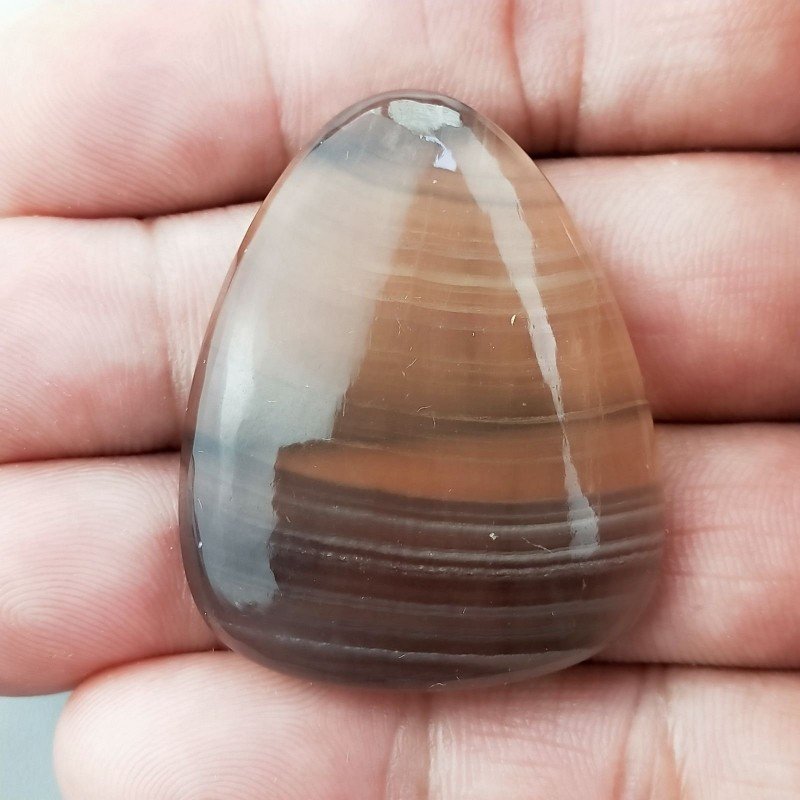 Fluorite Naturale Forma Goccia Piatto Cabochon Liscio Fatto a Mano 40X32mm 19,00gm 1pz