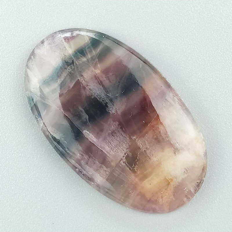 Fluorite Naturale Forma Ovale Piatto Cabochon Liscio Fatto a Mano 35X21mm 6,64gm 1pz