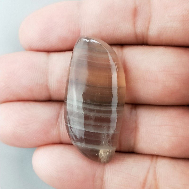 Fluorite Naturale Forma Fantasia Piatto Cabochon Liscio Fatto a Mano 40X19mm 10,41gm 1pz