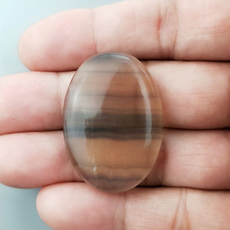 Fluorite Naturale Forma Rettangolare Piatto Cabochon Liscio Fatto a Mano 31X14X6mm 7,85gm 1pz