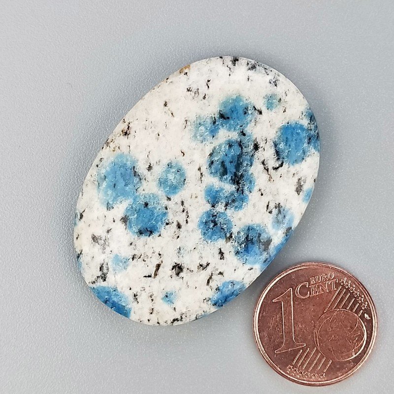 K2 'Raindrop Azurite' Naturale Forma Ovale Piatto Cabochon Liscio Fatto a Mano 28X27X5mm 10,40gm 1pz