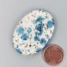 K2 'Raindrop Azurite' Naturale Forma Ovale Piatto Cabochon Liscio Fatto a Mano 28X27X5mm 10,40gm 1pz