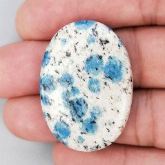 K2 'Raindrop Azurite' Naturale Forma Ovale Piatto Cabochon Liscio Fatto a Mano 28X27X5mm 10,40gm 1pz