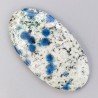 K2 'Raindrop Azurite' Naturale Forma Ovale Piatto Cabochon Liscio Fatto a Mano 53x29mm 16,14gm 1pz