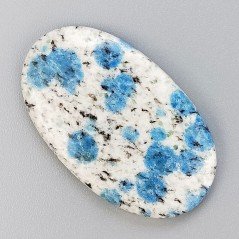 K2 'Raindrop Azurite' Naturale Forma Ovale Piatto Cabochon Liscio Fatto a Mano 43X26X5mm 9,70gm 1pz