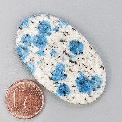 K2 'Raindrop Azurite' Naturale Forma Ovale Piatto Cabochon Liscio Fatto a Mano 43X26X5mm 9,70gm 1pz