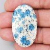 K2 'Raindrop Azurite' Naturale Forma Ovale Piatto Cabochon Liscio Fatto a Mano 43X26X5mm 9,70gm 1pz